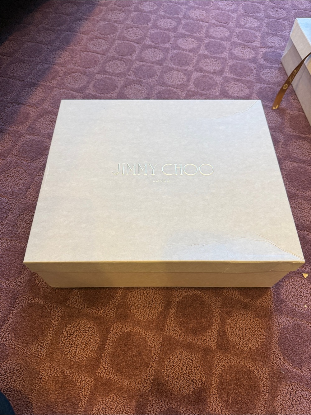 Jimmy Choo Cream Designer Gift Box with Gold Logo